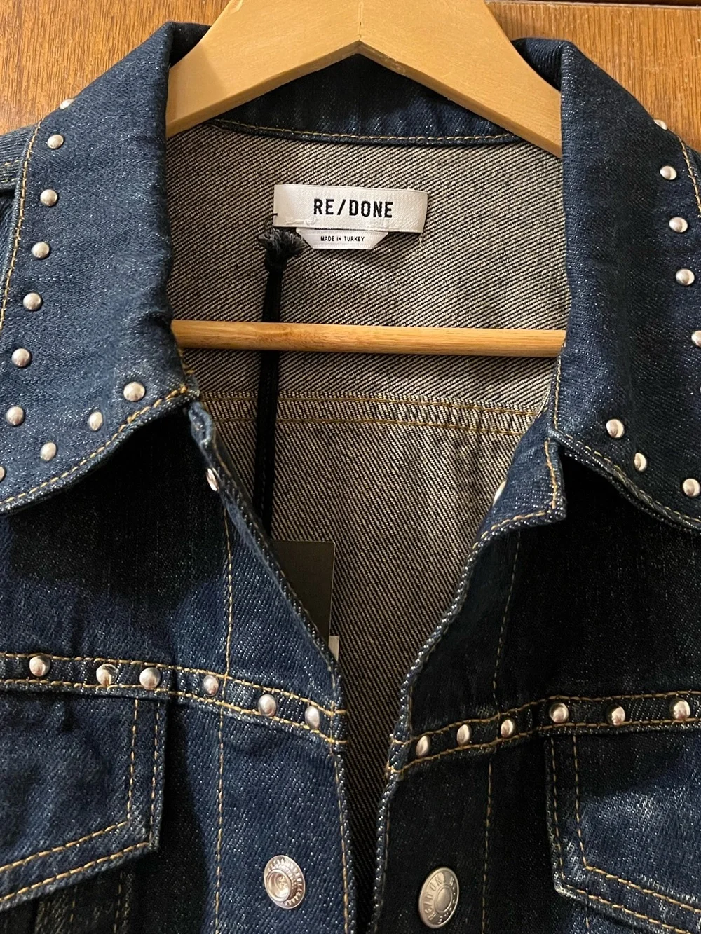 Re/Done Trucker Studded Fitted‎ Denim Jacket Sz M